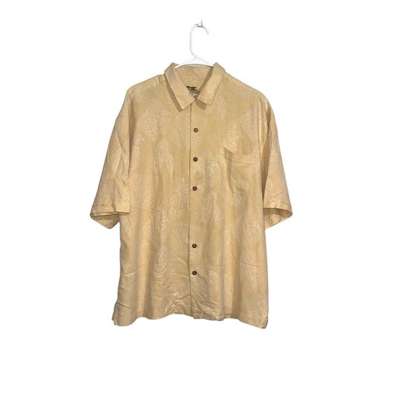 Jamaica Jaxx  Leaf Print Button-Up Shirt XL 100% Cotton Short Sleeve Casual - Picture 4 of 7